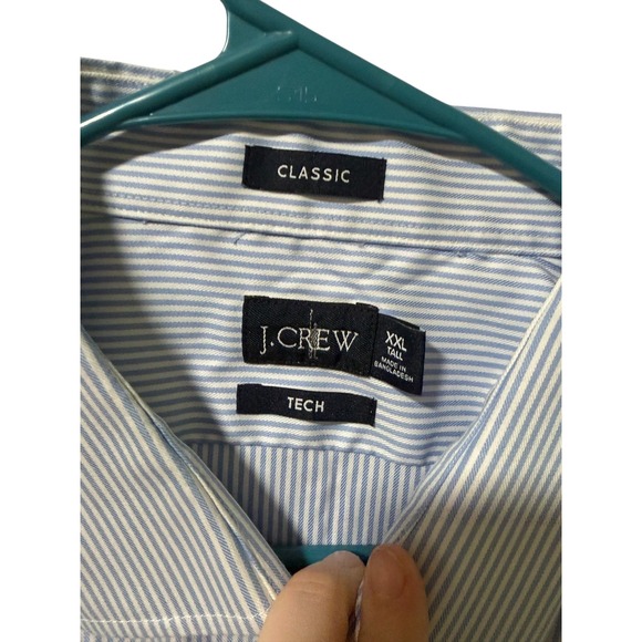 J Crew Size XXL Tall Button Down Blue White Stripe Long Sleeve Shirt - Picture 3 of 4